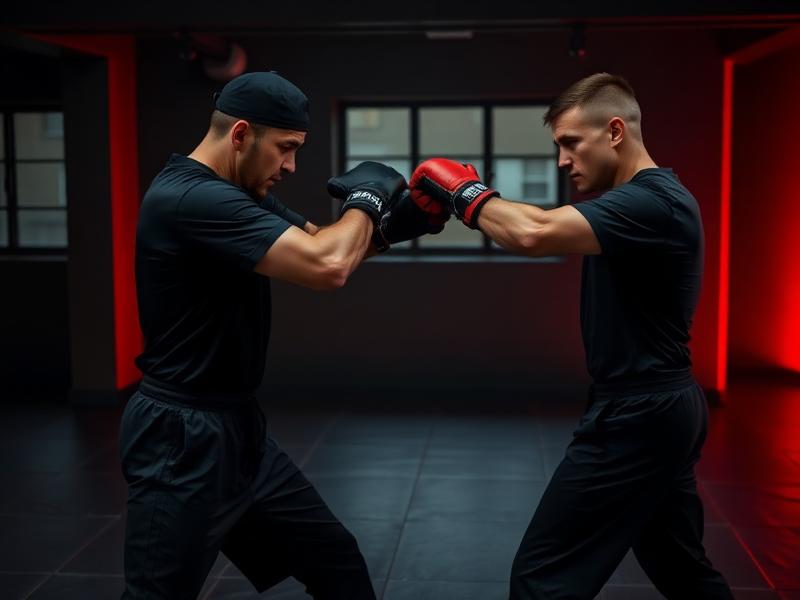 Dois alunos treinando interceptação de golpes de Jeet Kune Do