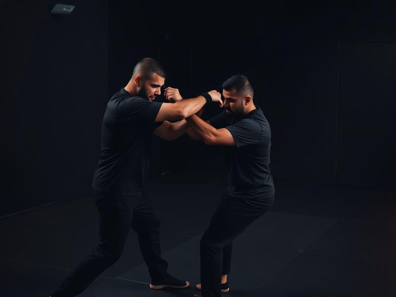 Instrutor demonstrando técnica de defesa pessoal de Krav Maga